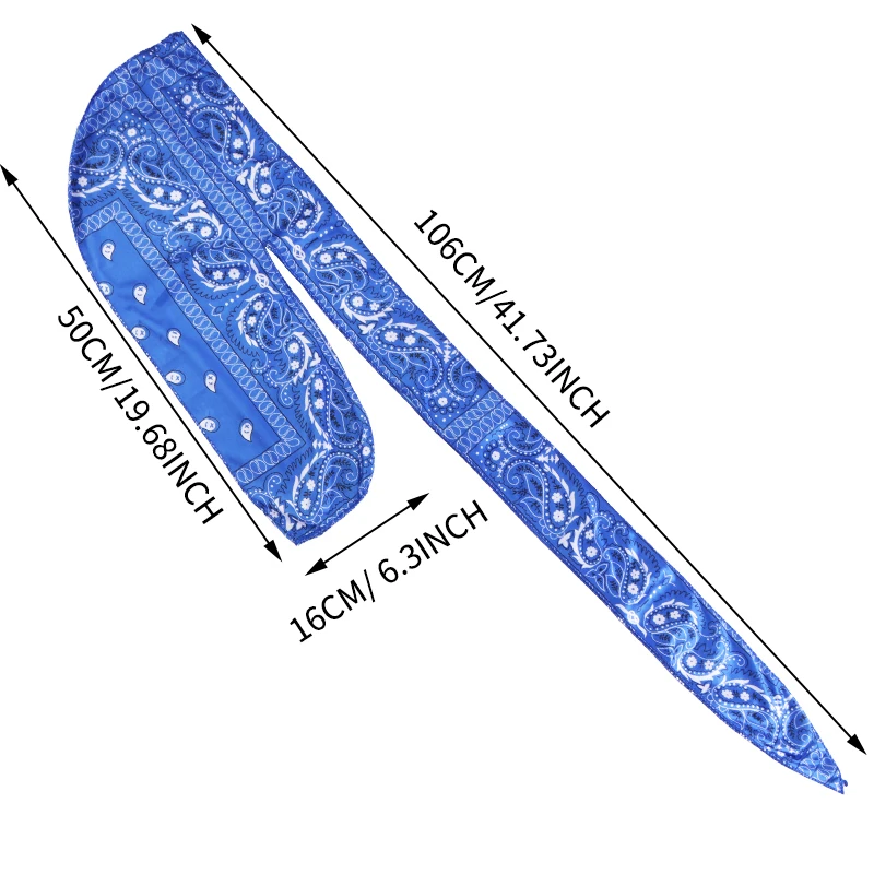 Amoeba Print Seidige Durag Bandanas Lange Schwanz Piraten Turban Kappe Cashew Blume Durag Turban Outdoor Radfahren Reiten Straße Hut Hijab – Detail 2