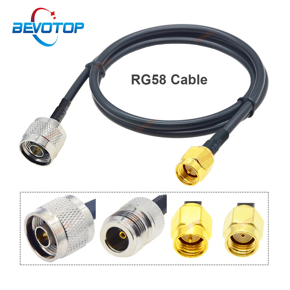 Câble Coaxial RG58 N Mâle Vers SMA Mâle 3m + 2 Adaptateurs - Faible Perte Pour Antenne 3G 4G 5G LTE, Radio Ham, GPS, WiFi