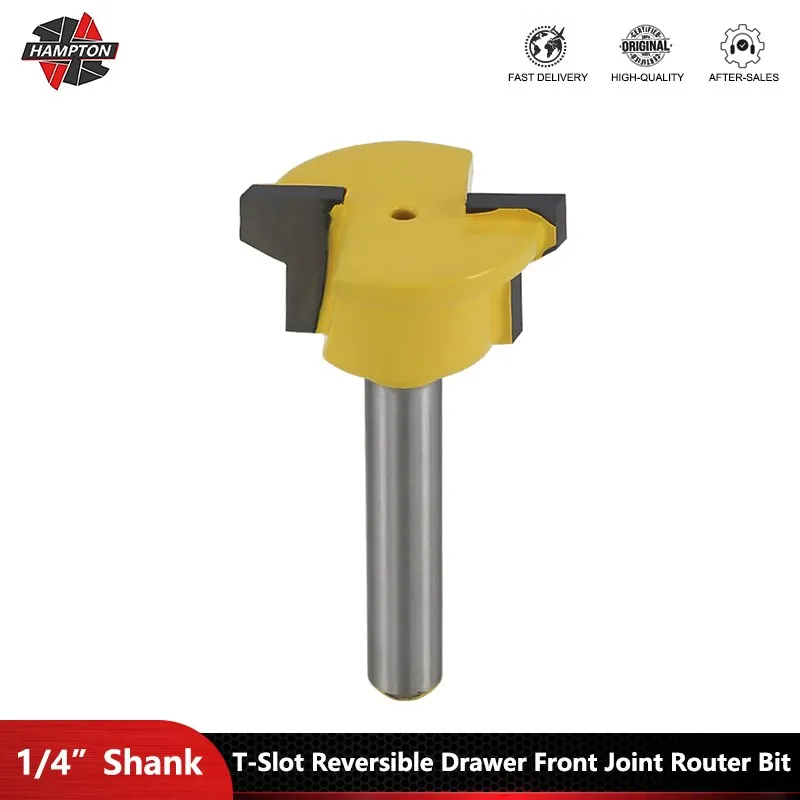 

1/4 Shank T-Slot Reversible Drawer Front Joint Router Bit For Woodworking Tools End Mill Milliing Cutter