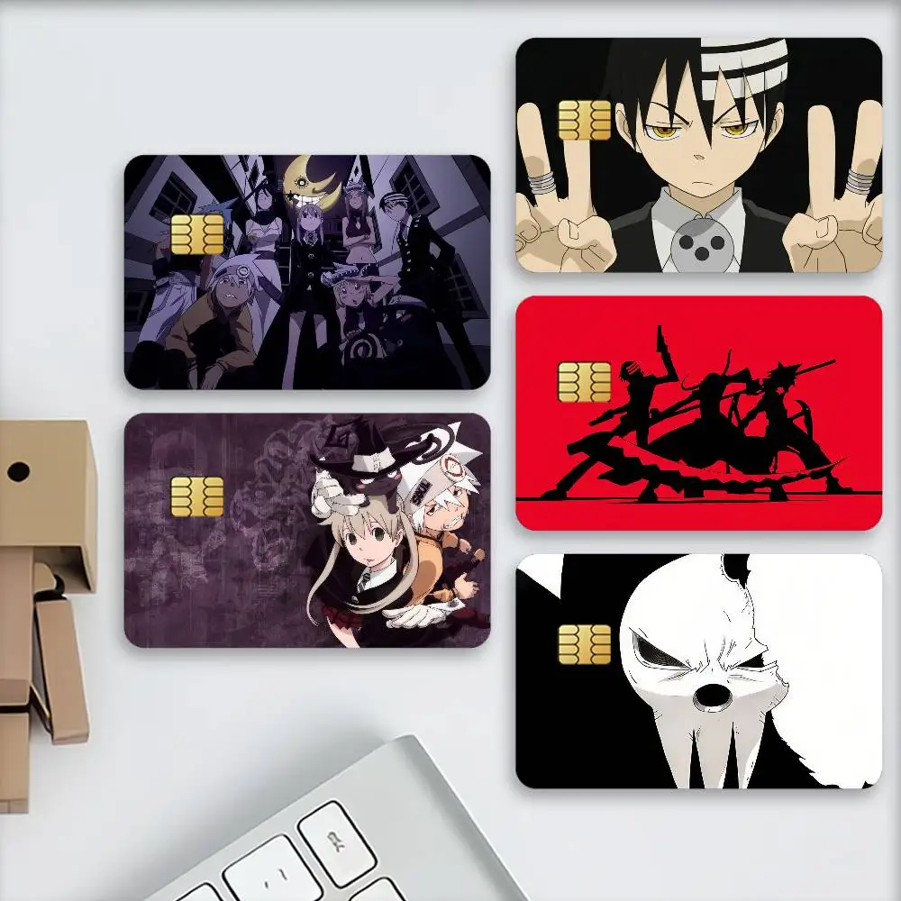 Anime S-Soul Eater Credit Card Stickers Skin For Bank Debit Decorative Protection Scratch-resistant Gift 4PCS