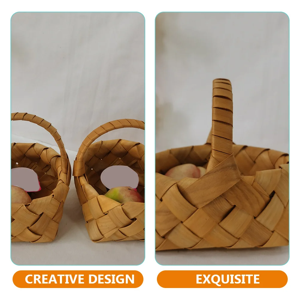 

2Pcs Mini Flower Handheld Basket Hand Woven Natural Decorative Storage Holder for Wedding Party Garden Home Decoration Gift