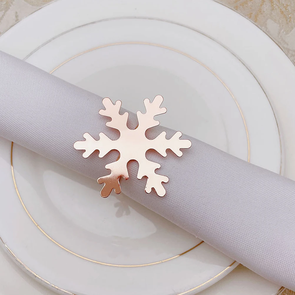 

6 Pcs Snowflake Napkin Buckle Metal Holder Rings Buckles Table Christmas Decor Holiday Dinner Wedding