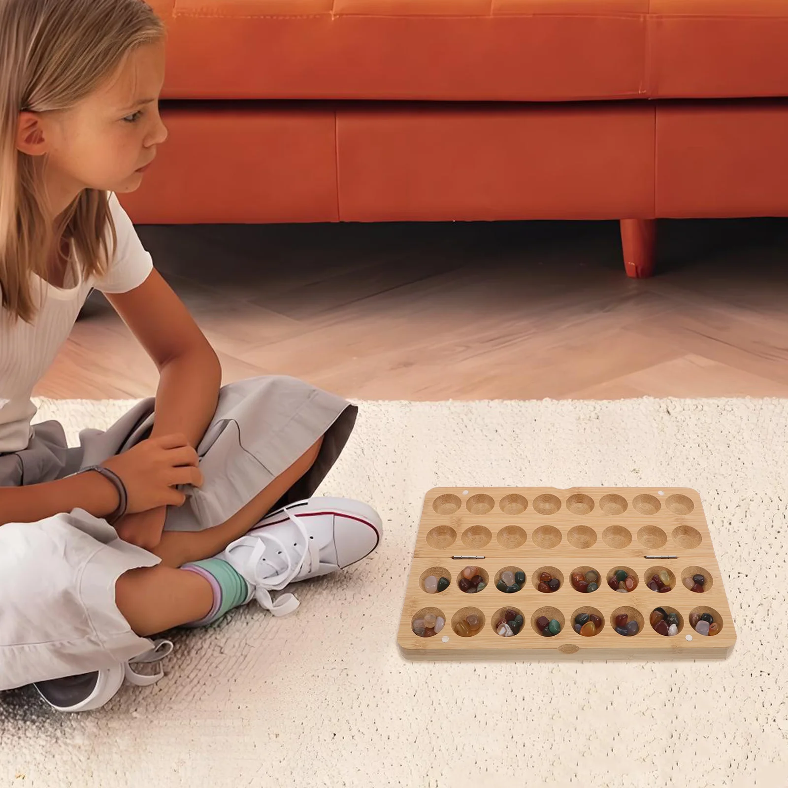 

1Set Mancala Board Game Vibrant Stone Beads Childrens Chess Set Family Interactive Play Educational Enrichment