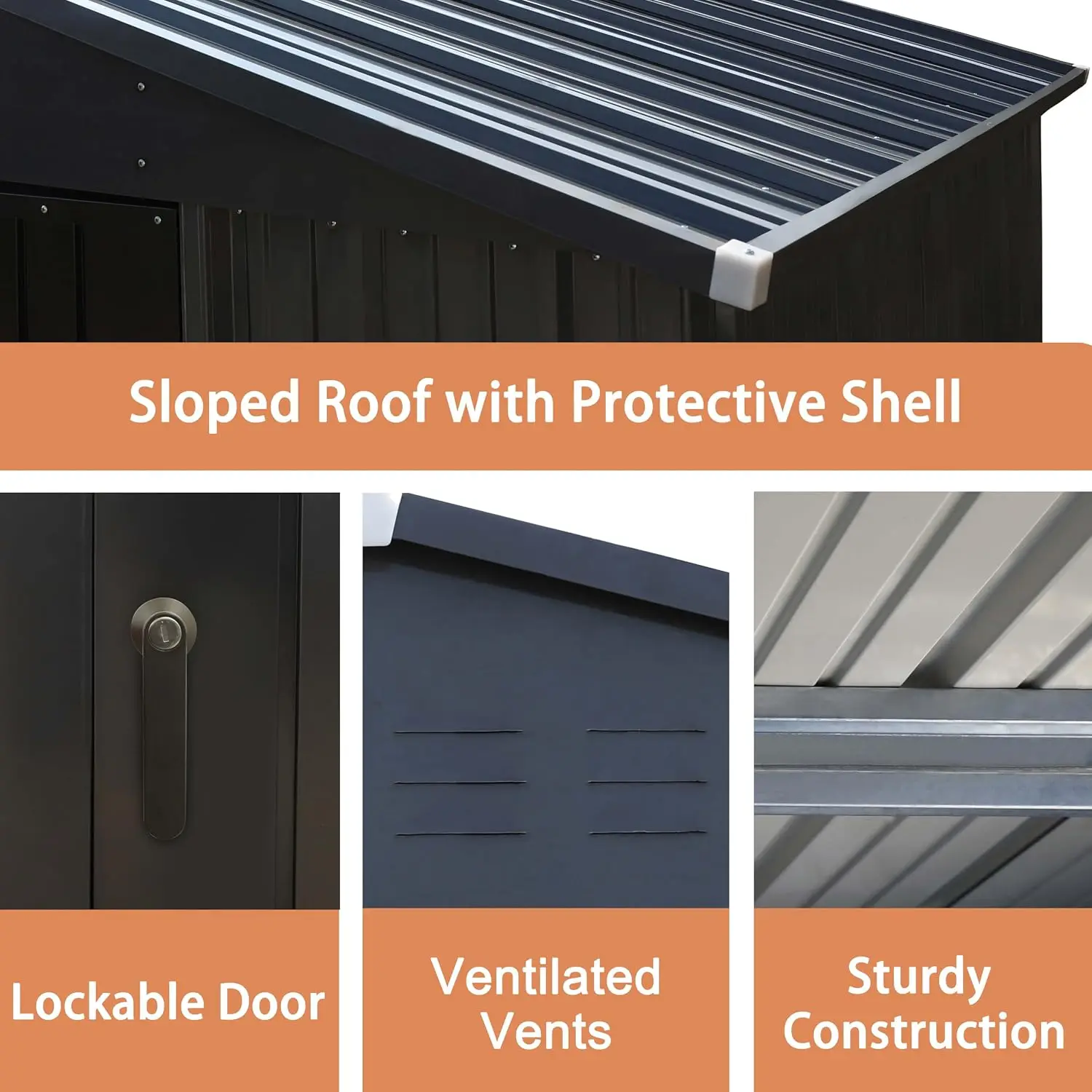 10' x 10' Outdoor Storage Shed with Double Doors, Garden Metal Shed, Utility Tool Shed Storage for Backyard, Patio and, Custom view 5