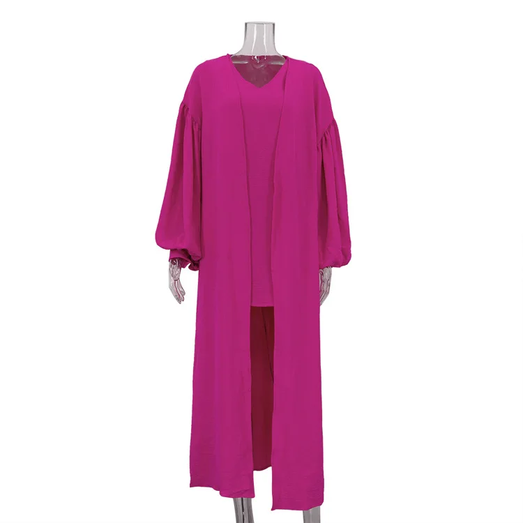 Robe gilet pour femmes, costume deux pièces, manches bouffantes, Cardigan, Robe courte, décontractée, tenue de plage, vacances d'été, 2025