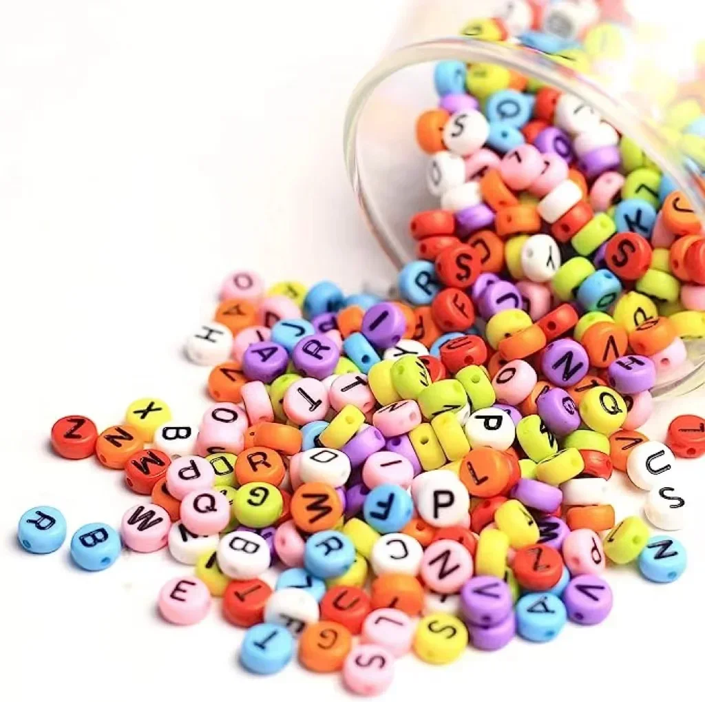 100-500PCS Acrylic A-Z 26 Letter Beads Round Flat Loose Spacer Colored Alphabet Beads For Jewelry Making Diy Bracelet Necklace