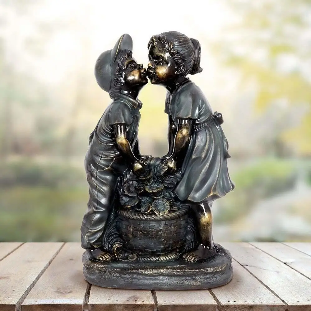 2026 Boy And Girl Water Play Ornaments Sculptures 10cm High Retro Gardening Crafts Home Decor Products Outdoor Decor