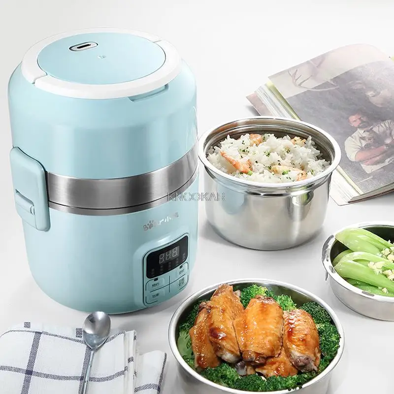 220V Multifunctional 3 Layers 2L Electric Rice Cooker Portable Intelligent Electric Heating Lunch Box For Travel School