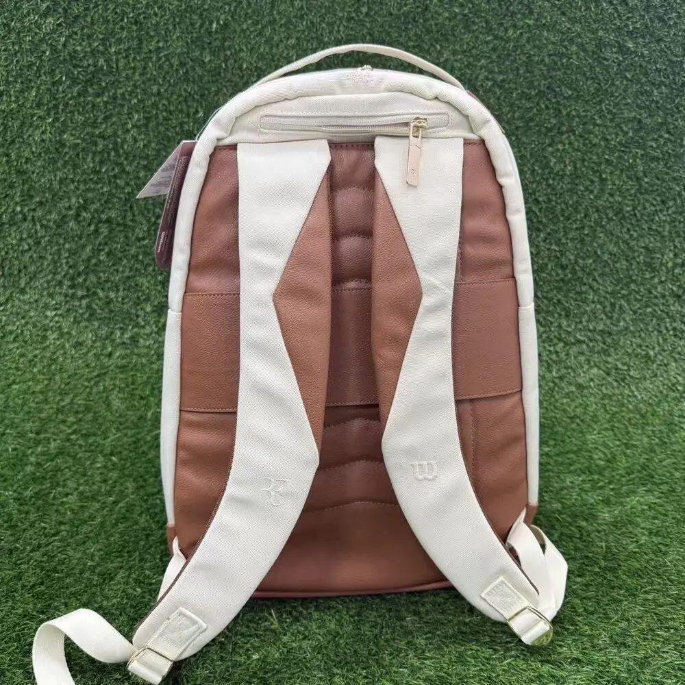 Wilson 2025 New RF Lawn Collection Tennis Backpack Cream Federer Large Capacity Multi Functional Professional Tennis Backpack