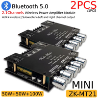 1/2PCS ZK-MT21 TPA3116 2.1 Channel Bluetooth 5.0 Subwoofer Amplifier Board 50WX2+100W Power Audio Stereo Amplifier Bass AMP AUX