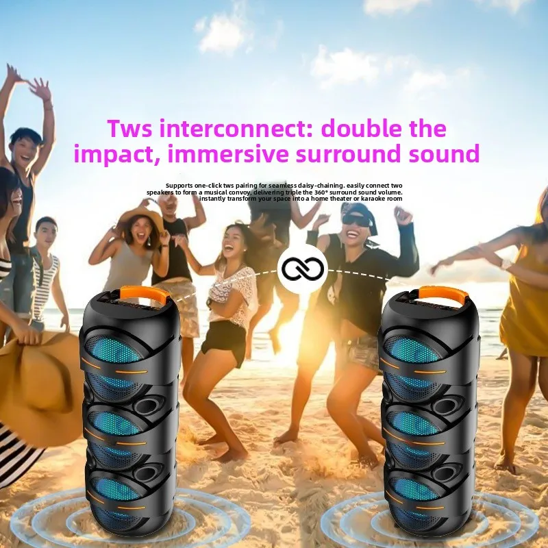 For BK-8388 Colorful Light Dual 8* 3-inch Wireless Bluetooth Speaker, Outdoor Square Dance High-quality Subwoofer