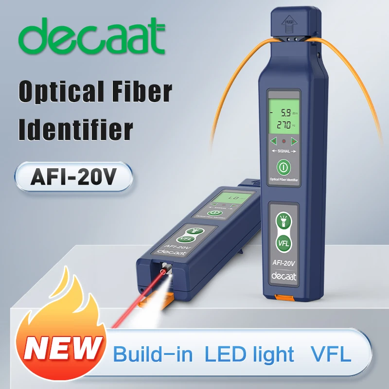 DECCAT AFI-20V Optical Fiber Identifier + VFL + LED light, OFI Live Fiber Identifier Detector