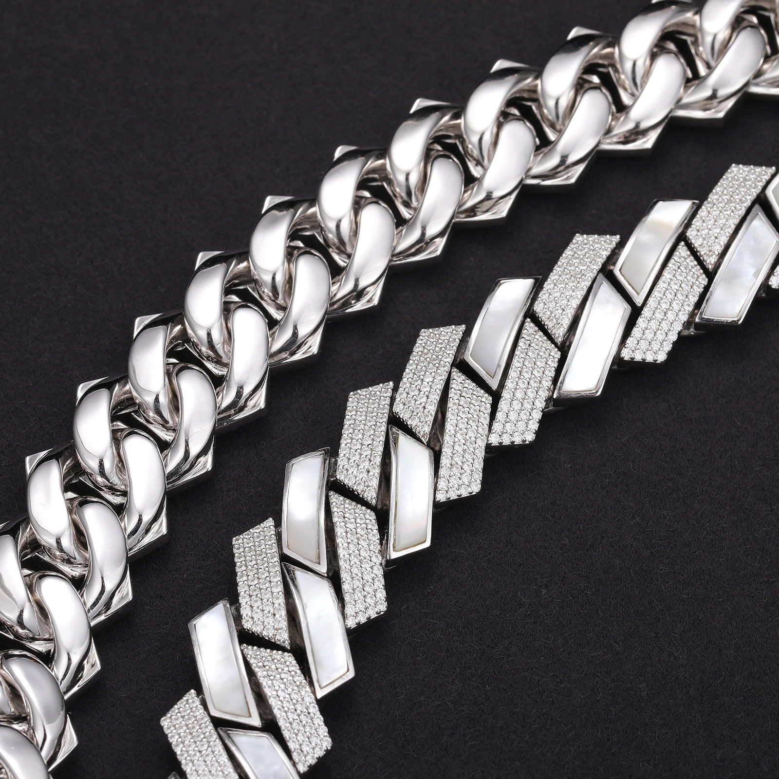 18mm Handmade Setting Shell Cuban Link Chain Pass Diamond Tester 925 Sterling Silver VVS Moissanite Iced Out Cuban Necklace...