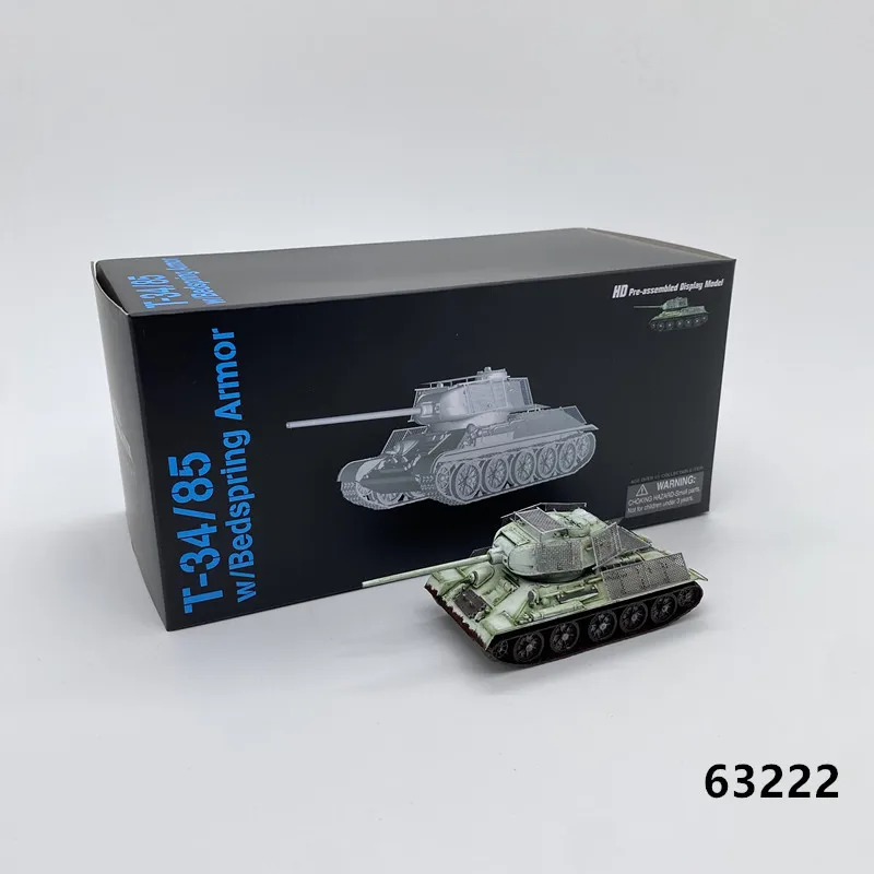 New DML 1/72 Scale T-34/85 Tank WW2 Model w/Bedspring Armor Winter Thaw Version Rotatable Turret 63222 Vehicle Weapon Collection