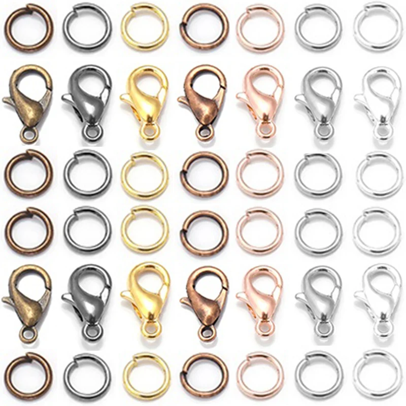 8 Colors 200pcs Open Jump Rings+ 50pcs Lobster Clasps Hooks Connectors Jewelry Making DIY Bracelet Necklace Jewelry Findings Kit