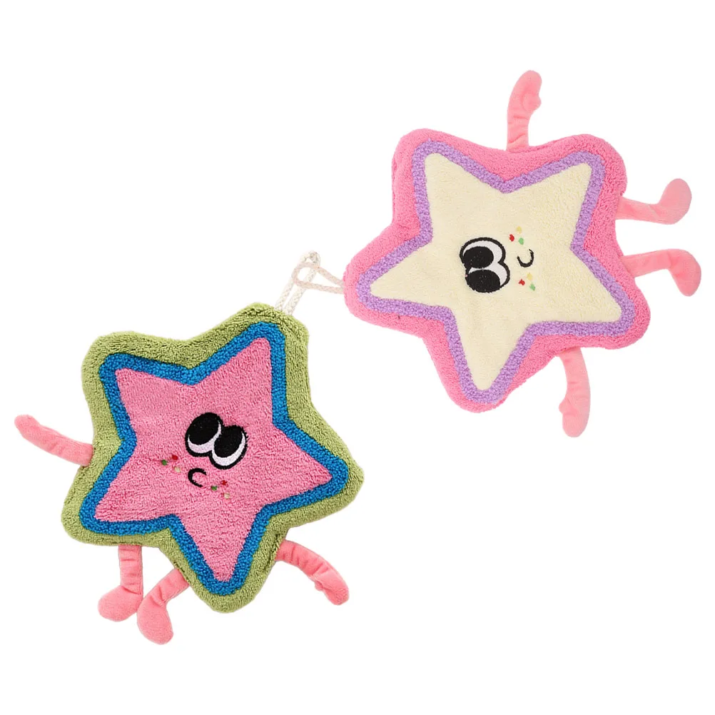 

2Pcs Thick Absorbent Hand Towels Star Design Cute Kitchen Bathroom Rv Travel Lightweight Portable Efficient Water