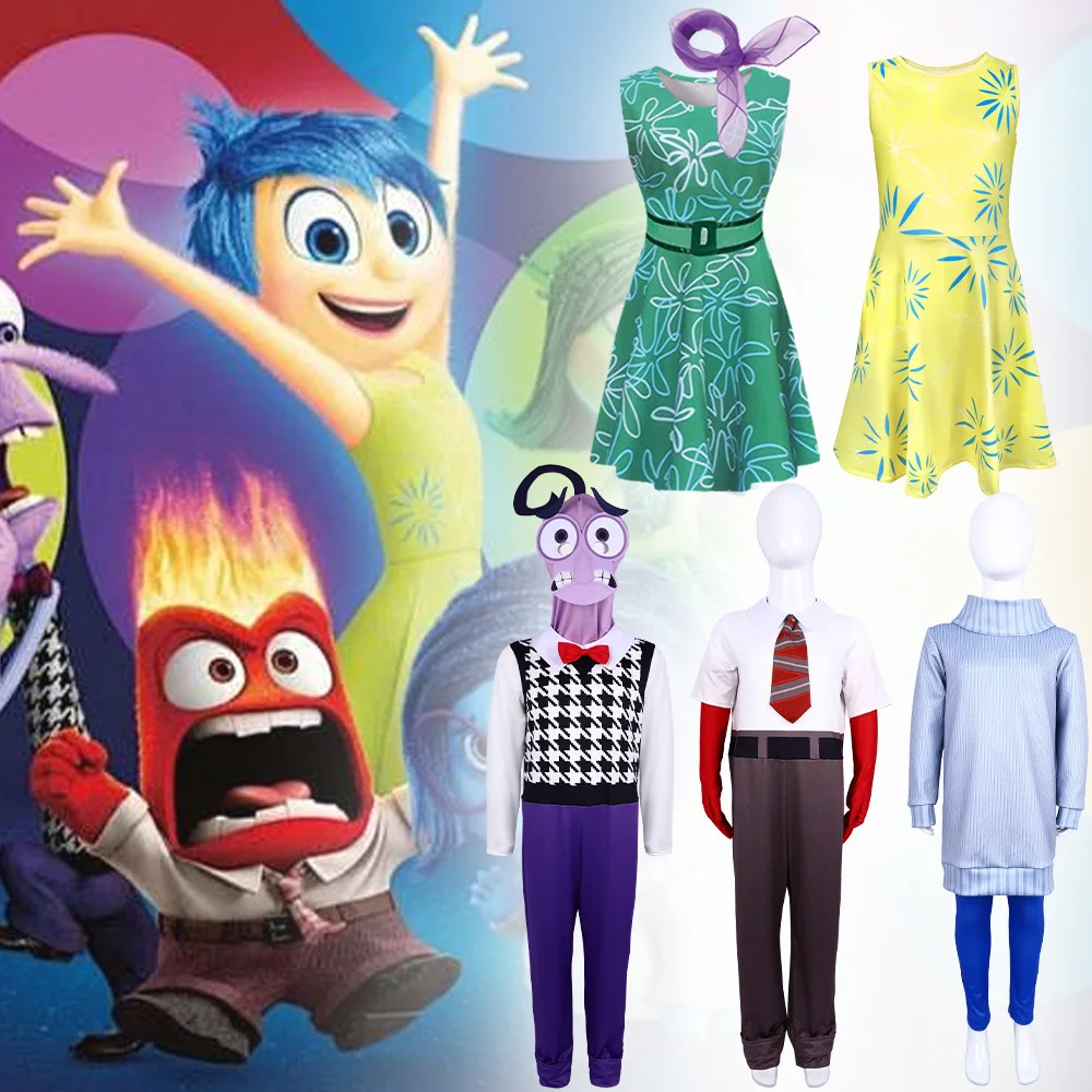 

2024 Inside Out2 Cosplay Set Anime Figure Joy Sadness Anger Disgust Fear Party Halloween Stage Costume Children's Birthday Gift