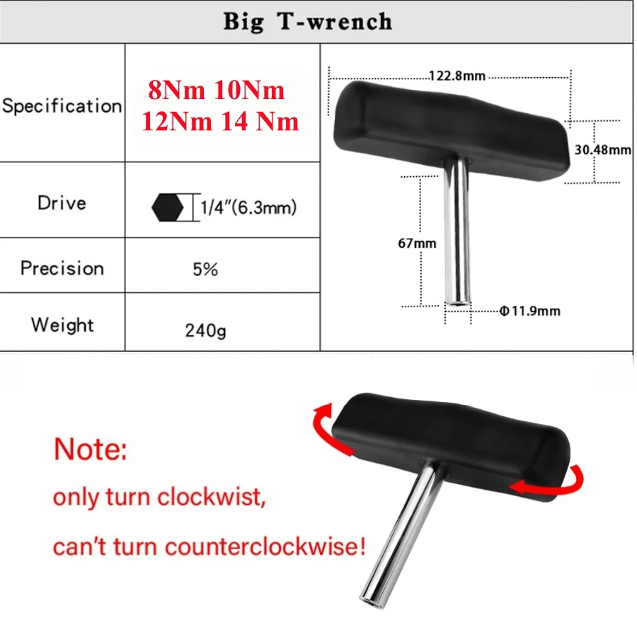 2-14Nm T-Handle Preset Torque Wrench Screwdriver Tool Compatible with Standard 1/4\