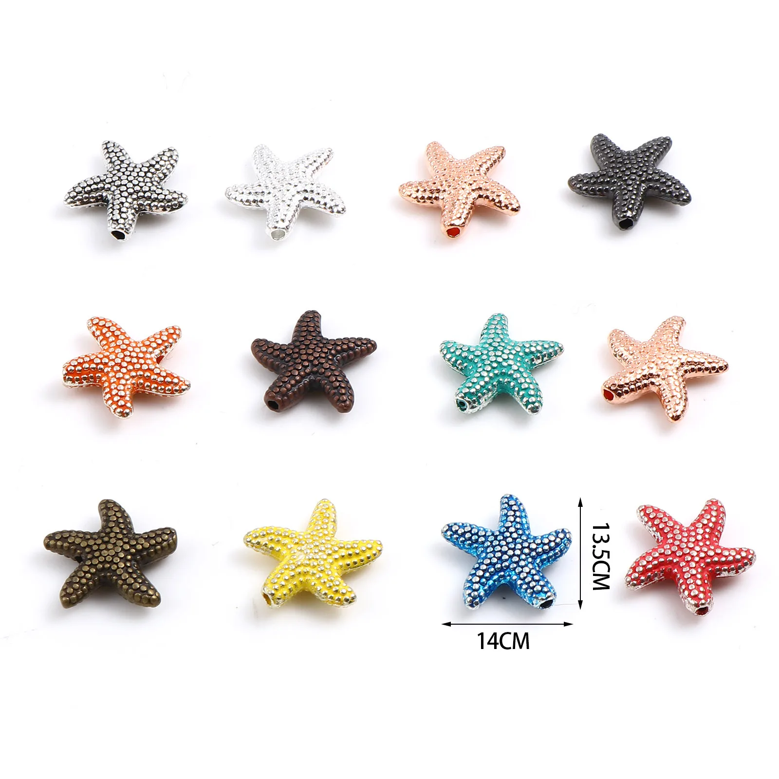 20 PCs Ocean Jewelry Spacer Beads Star Fish Multicolor Beads for DIY Summer Beach Anklet Jewelry 14mm x 13.5mm,Hole:Approx 1.3mm