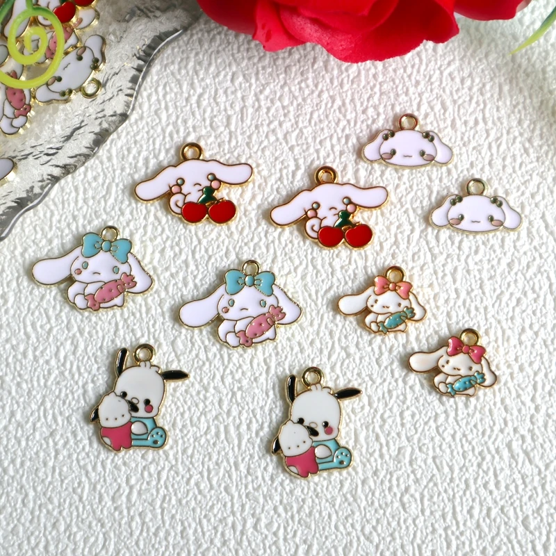 

10PCS SANRIO Cinnamoroll Cartoon Animal Cute Alloy Enamel Pendant Anime Charms DIY Necklace Bracelet Earrings Keychain Accessory