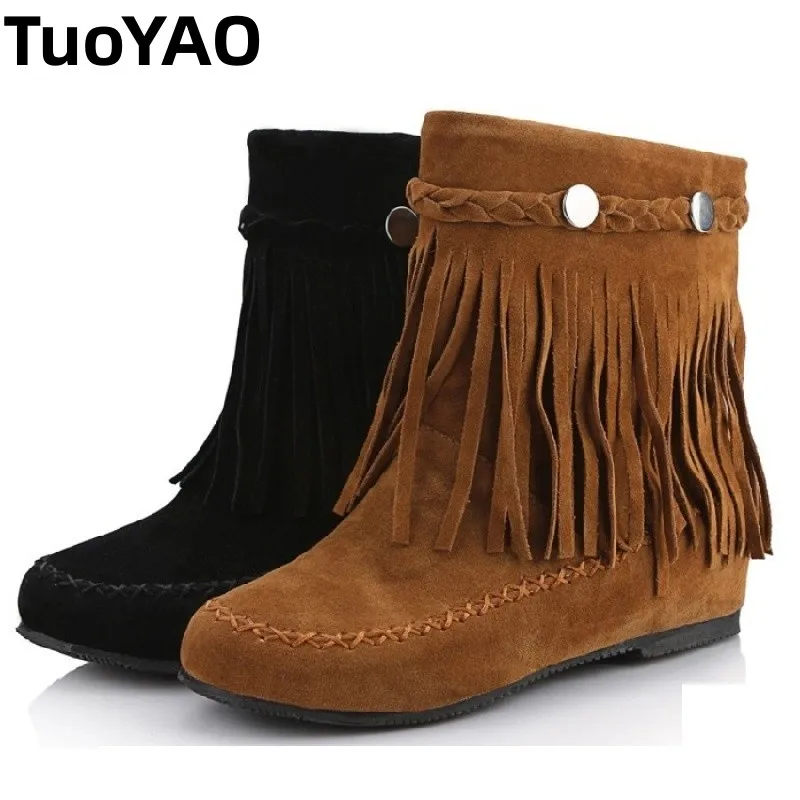 

Women Ankle Boots Platform Heel Sneakers Booties Microfiber Synthetic Leather Shoes Motorcycle New Spring Autumn