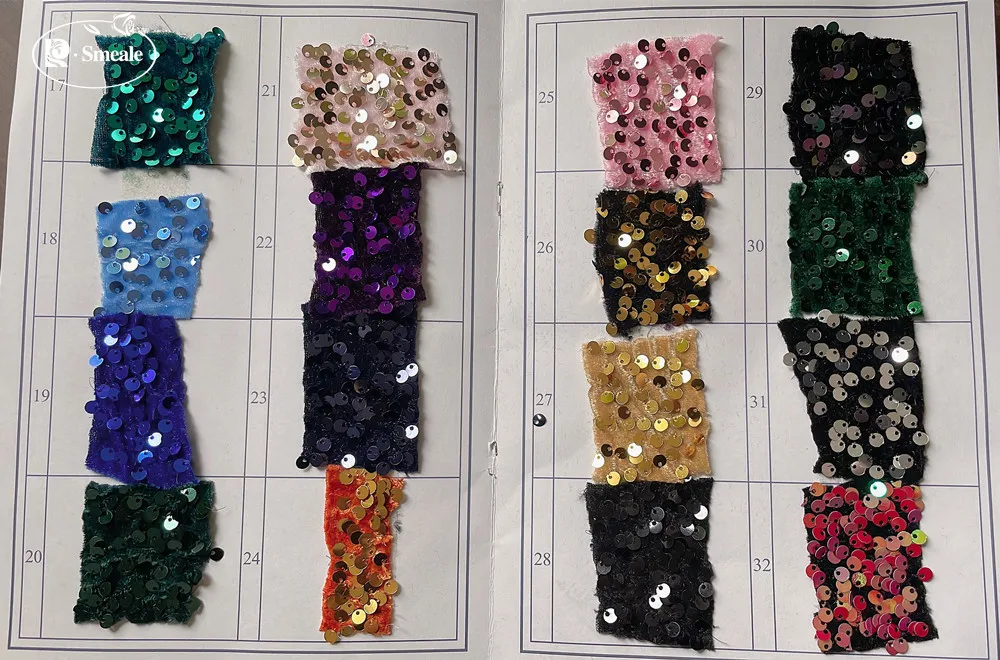50 Farben können wählen, hochdichter Samt-Stretch-3D-Stoff, 5 mm Pailletten, Party-Glitzer-Kleiderstoff zum Nähen – Detail 3
