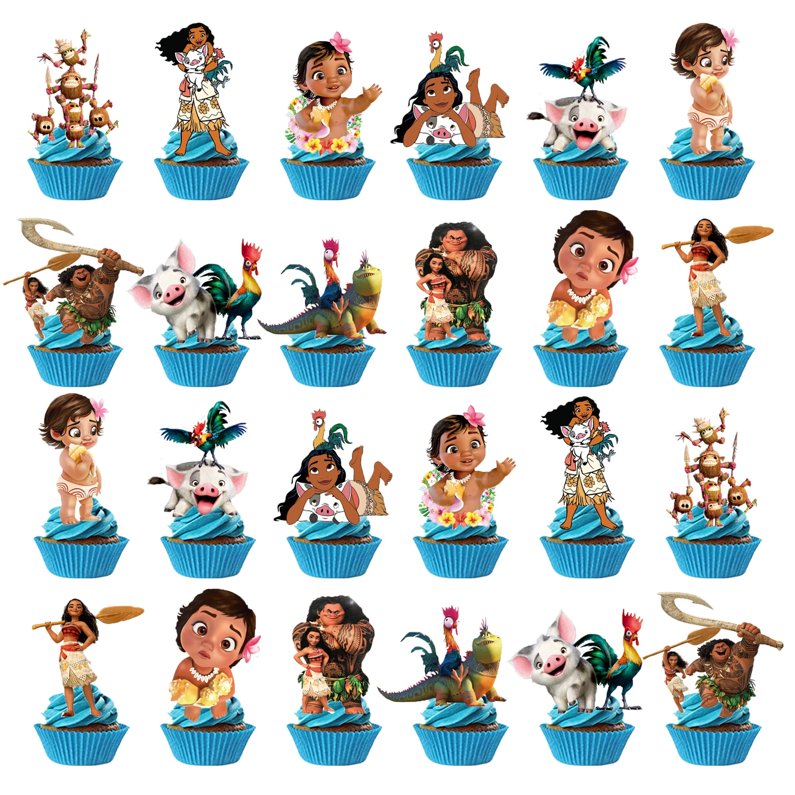 Moana Kuchen Topper, Cupcake Topper, Moana Geburtstag Dekoration Thema Party Supplies Moana Geburtstagstorte Dekorationen