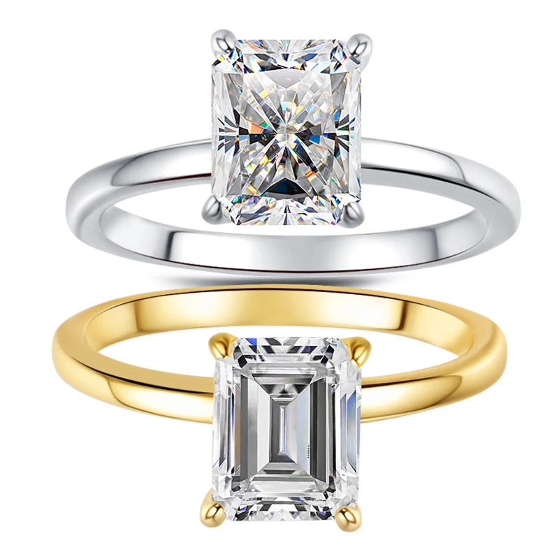 

Sparkling 2ct 6x8MM Rectangular Moissanite Ring for Women with Certificate Passed Diamond Sest S925 Silver Rings Jewelry Gift