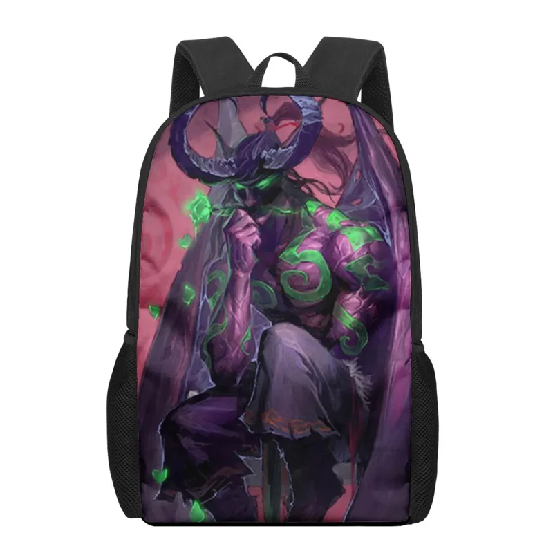 World of Warcraft Gioco Borse da scuola per bambini stampate in 3D per ragazze Zaino giornaliero Borsa per libri scolastici per studenti Zaino da viaggio casual