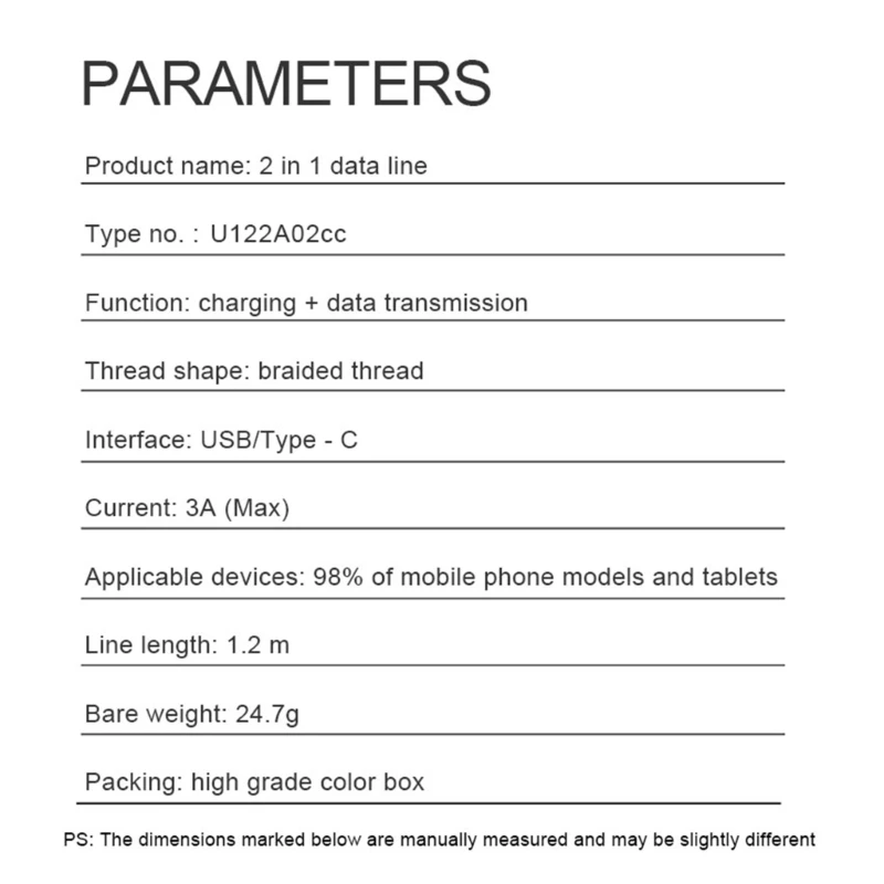 Removable Type C to USB Cable Fast Charging and Data Transfer PD65W USB Line