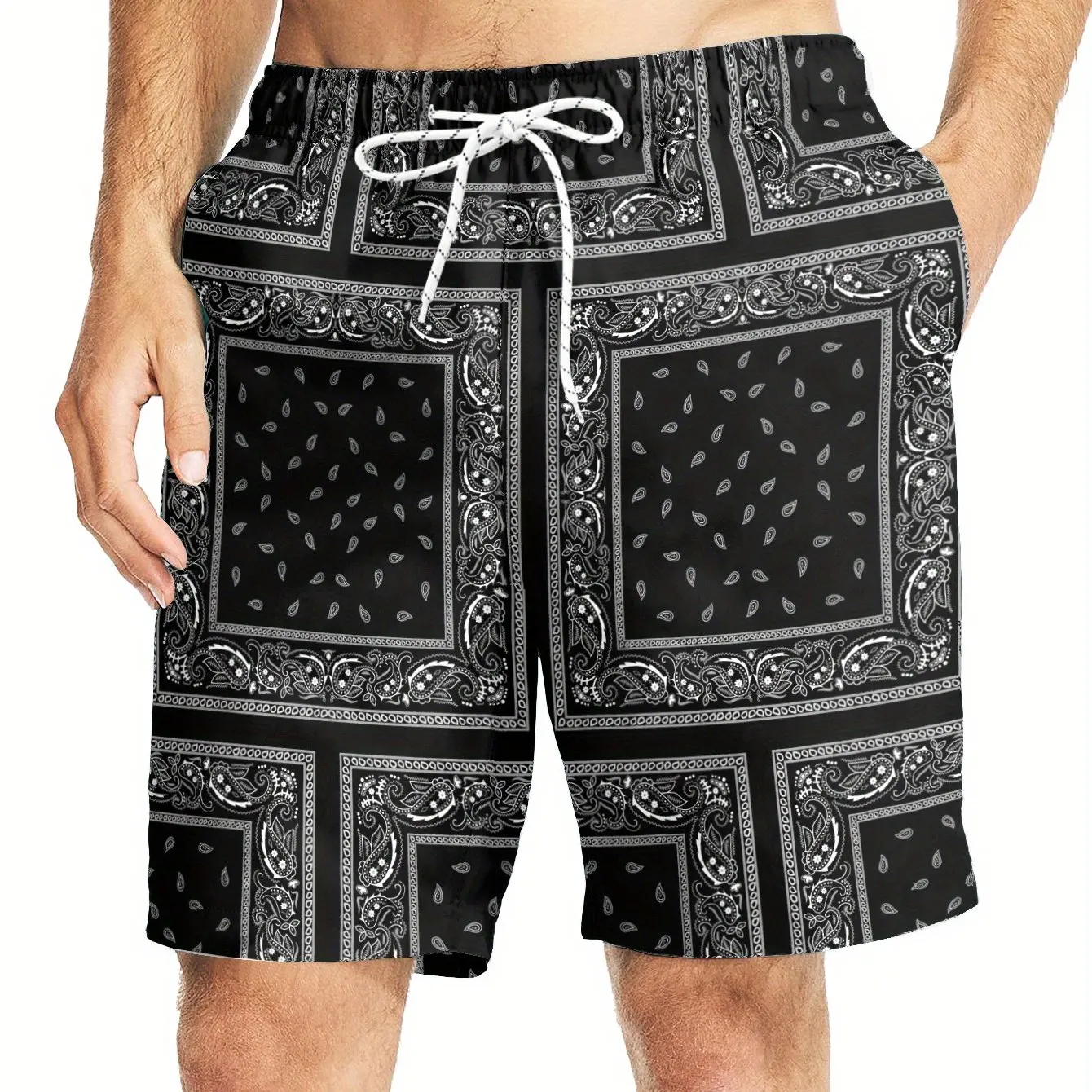 Hawaiian Beach Shorts Paisley Bandana 3D Print Men\'s Summer Holiday Trunks Casual Surfing Board Shorts Swimwear Kids Clothing