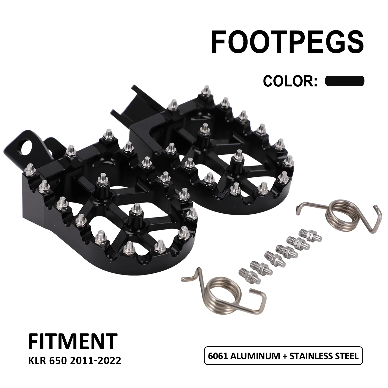 Motorcycle CNC Foot Pegs Footpegs Rests Pedals For KAWASAKI KLR 650 2011 2012 2013 2014 2015 2016 2017 2018 2019 2020 2021 2022