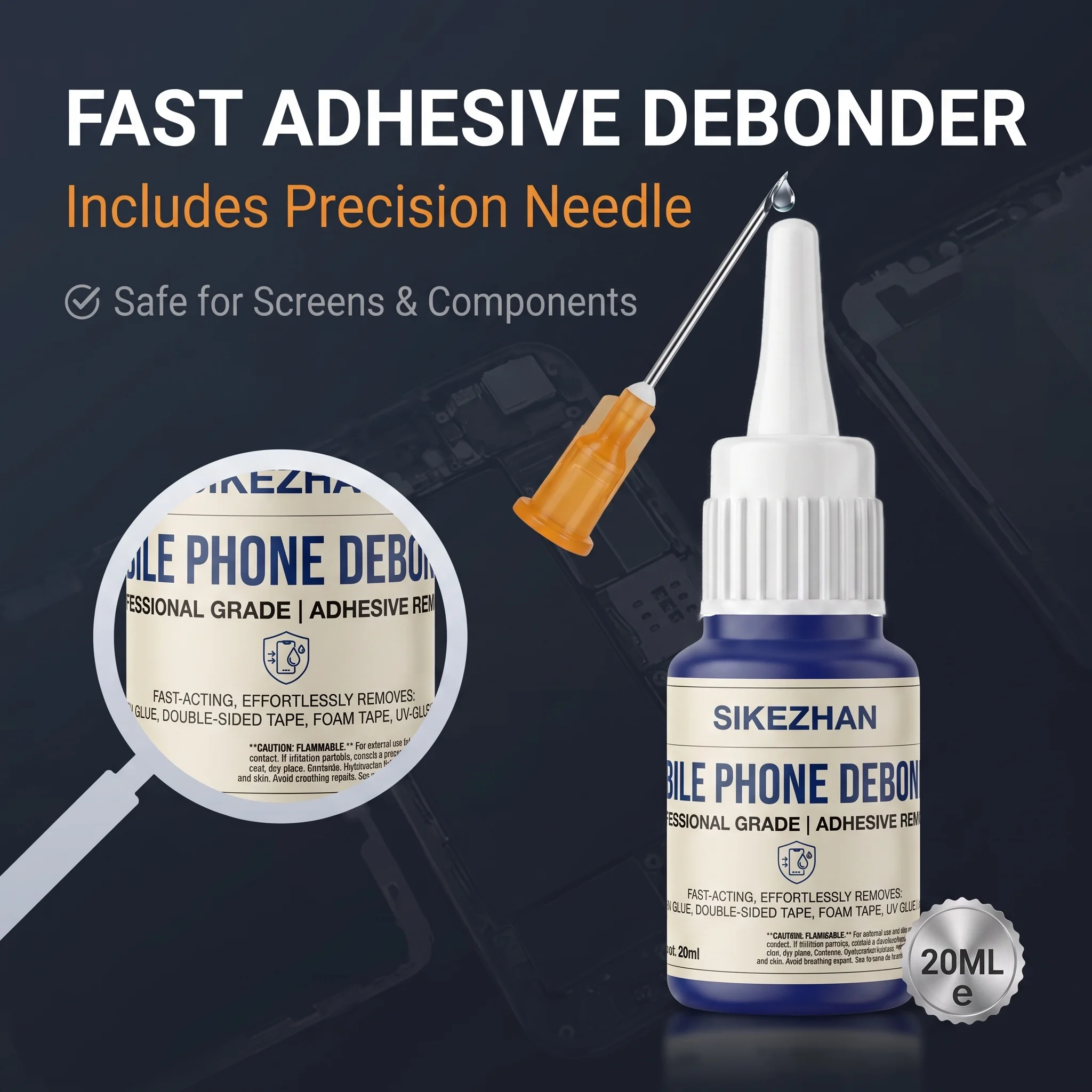 SIKEZHAN Mobile Phone Screen Debonder Fast Acting Adhesive Remover Glue Solvent for iPhone Samsung Repair Tool Precision Needle