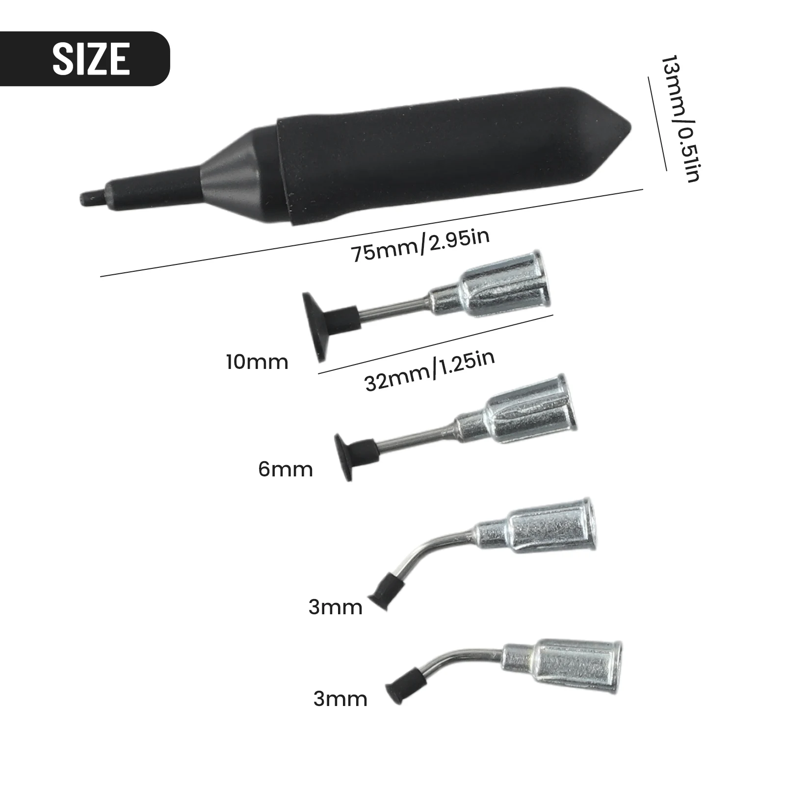 

Acuum Suction Pen Portable Vacuum Suction Pen Kit with 4 Suction Nozzles and Rubber Body Perfect for Small Electronic Parts