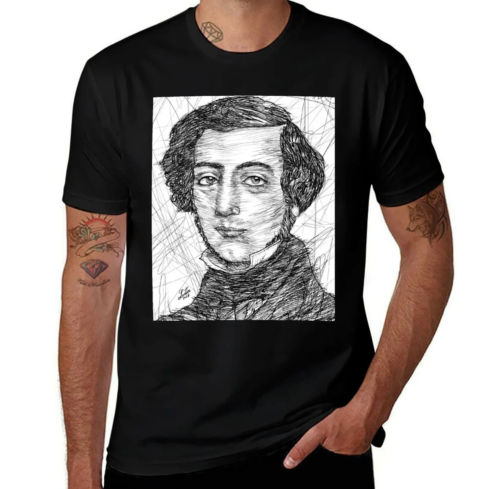 ALEXIS DE TOCQUEVILLE - ink portrait T-Shirt Work Casual Loose Fit T-Shirt