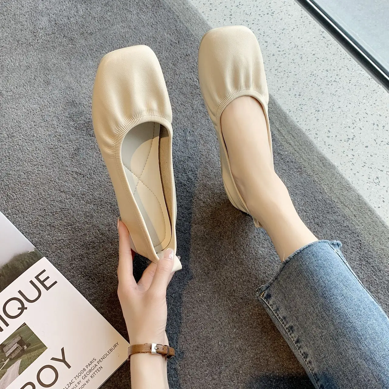 Casual Vrouw Schoen Slip-on Ballet Flats Elegante Vierkante Neus Zachte Ondiepe Mond Damesschoenen Slip Op Ballerina Mocassin nieuwe Sum