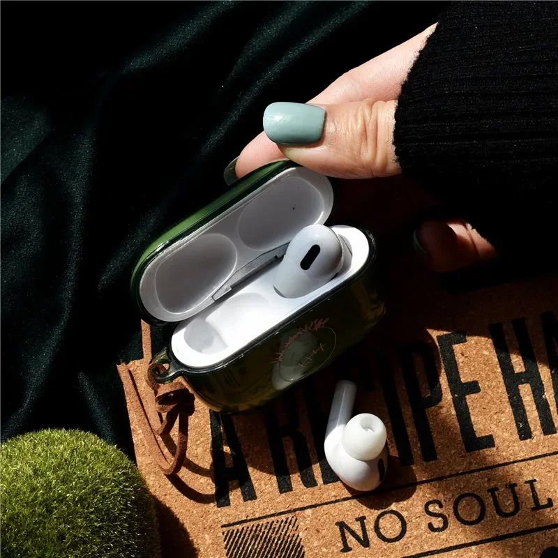 TS Green Case for AirPods Pro2 Airpod Pro 1 2 3 Bluetooth Earbuds Charging Box Protective Earphone Case Cover