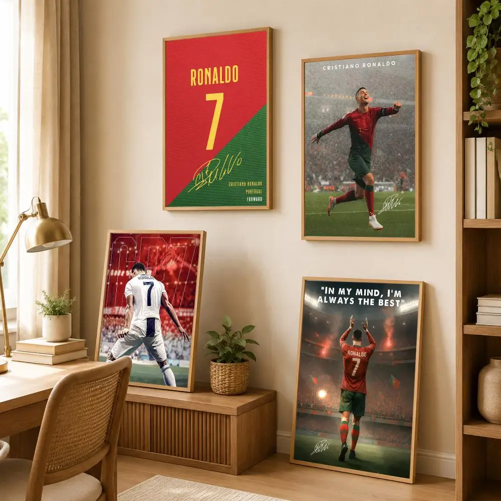 C-Cristiano R-Ronaldo Poster Modern Art Wall Stickers HD Painting Self Adhesive Wall Decals for Bedroom Living Room Home Decor