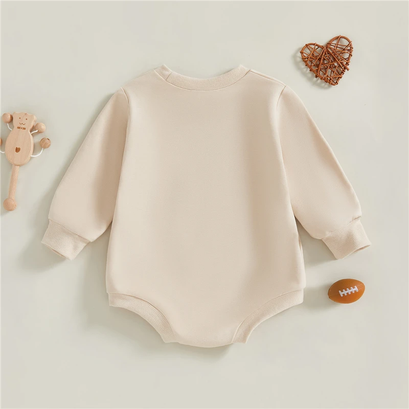 Newborn Infant Toddler Baby Sweatshirt Jumpsuit Boys Girls Round Neck Long Sleeve Rugby Embroidery Romper Baby Fall Clothes