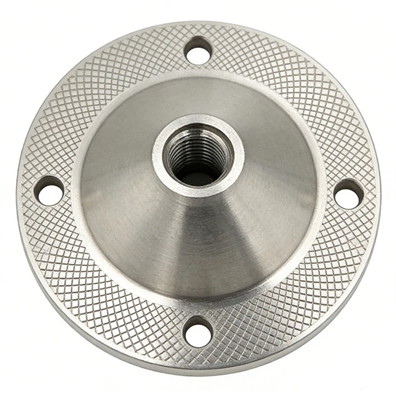 Non-standard Factory Custom Precision CNC Stainless Steel CNC Machined Round Flange with Knurled Surface & Internal Thread