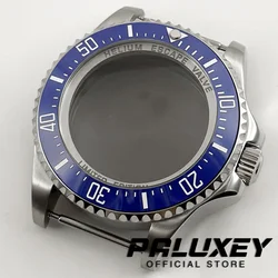 44mm Silver Blue Ceramic Bezel Sapphire Crystal Watch Case Fit NH35 NH36 4R35 4R36 NH34 NH38 NH39 NH70 NH72 Movement