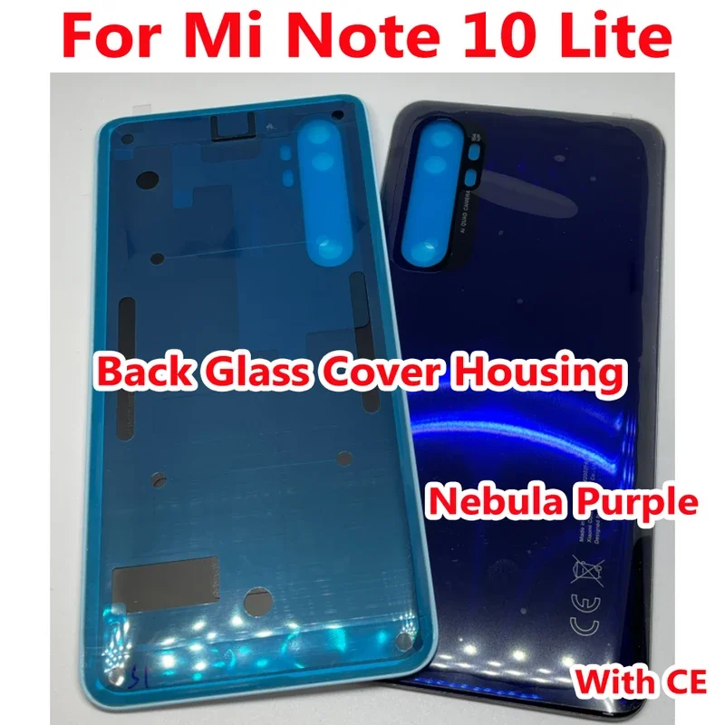 Back Battery Cover Housing For Xiaomi Mi Note 10 Lite Note10 Lite Rear Case Glass Lid Phone Chassis with Adhesive