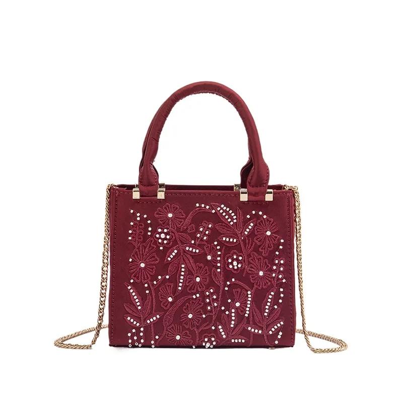 

Ретро/изысканная вечерняя сумка, осень 2023, новая маленькая и квадратная сумка с цветочной вышивкой, модная женская сумка высокого класса с текстурой