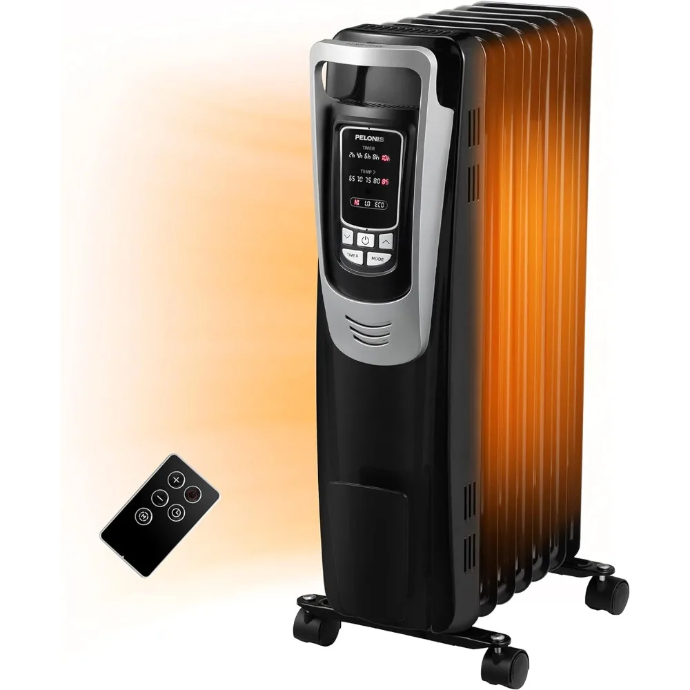 

Radiator Heater for indoor use Large Room with Remote, Thermostat & LED Display, Quiet Oil Filled Heater with 5 Temperature