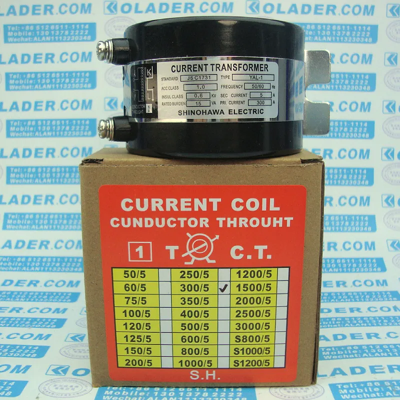 SHINOHAWA Current Transformer YAL-1 300/5 Current Ratifier CURRENT TRANSFORMER