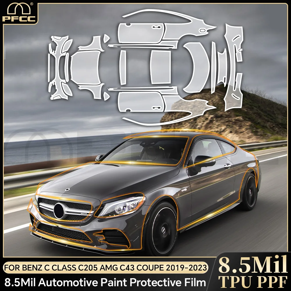 

TPU For Mercedes C CLASS C205 AMG C43 COUPE 2019-2023 Paint Protection Film Anti-scratch Car Body Pre-cut Clear PPF Resistant