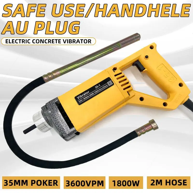 Industrial Portable Hand-Held Concrete Vibrator 2m Vibrating Spear Plug-in Concrete Construction Vibrator Tool