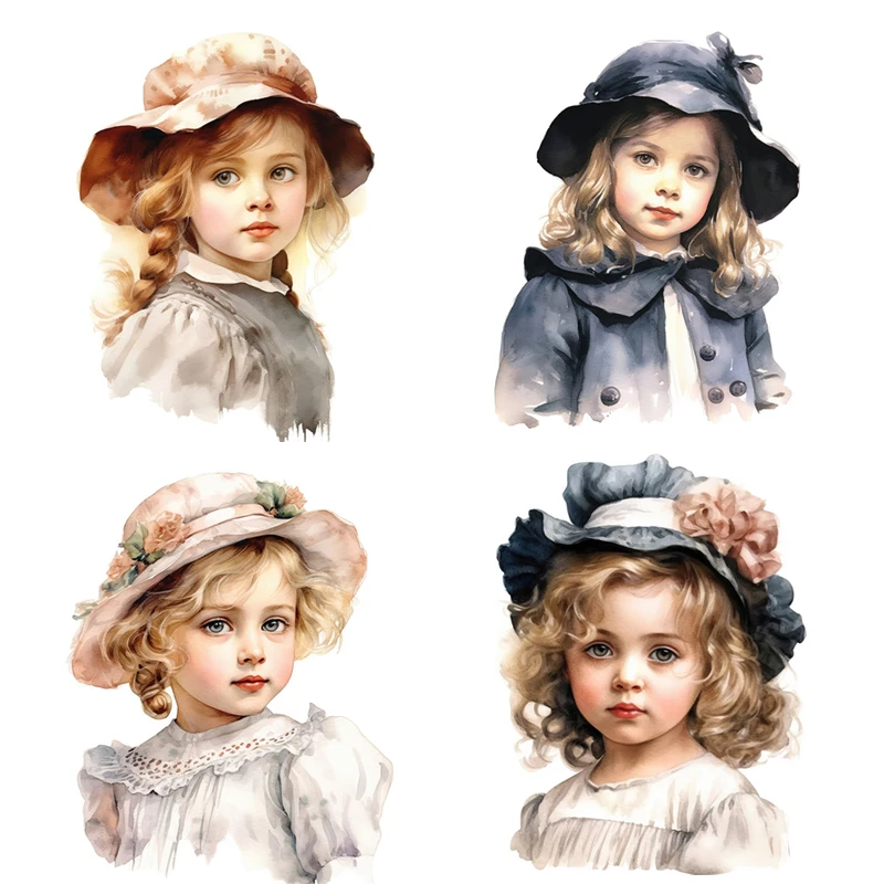 Three Ratels QL80 Medieval aristocratic little girl nostalgic watercolor art stickers room decoration wall stickers