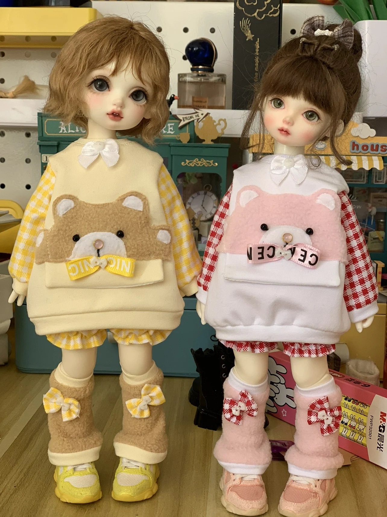 BJD doll clothes suitable for 1/4 1/5 1/6 size cute doll clothes bear BJD doll clothes 1/4 suit doll accessories (3 points)