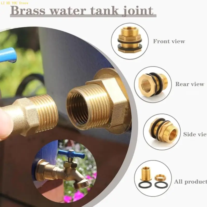 W3JE 1/2Pcs Brass Hexagonal Couplings With Rubber Gaskets G3/8